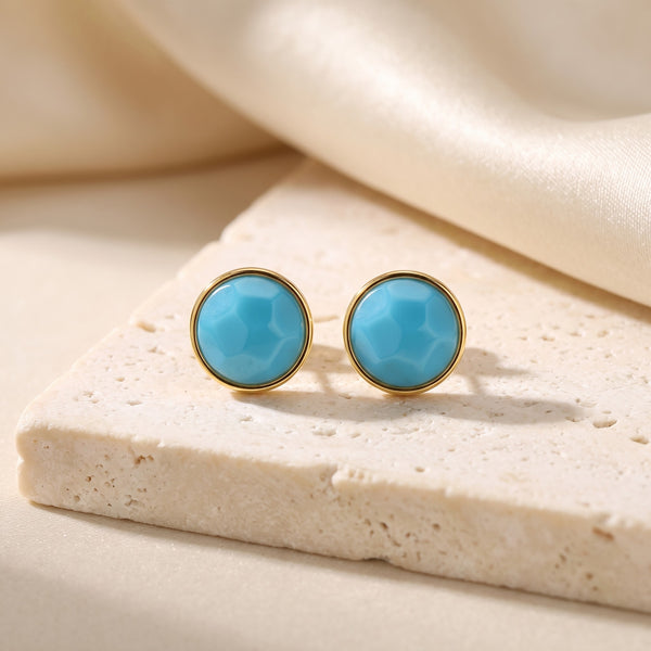 Brinco Classic - Ágata Azul Céu, banhado a ouro 18k