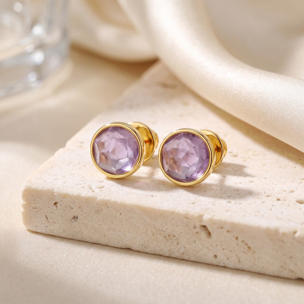 Brinco Classic - Ametista, banhado a ouro 18k