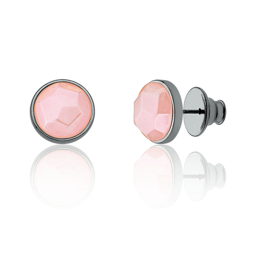 Brinco Classic - Quartzo Rosa — Ródio Negro | Aimer Joias | brinco semijoia feminina pedra natural