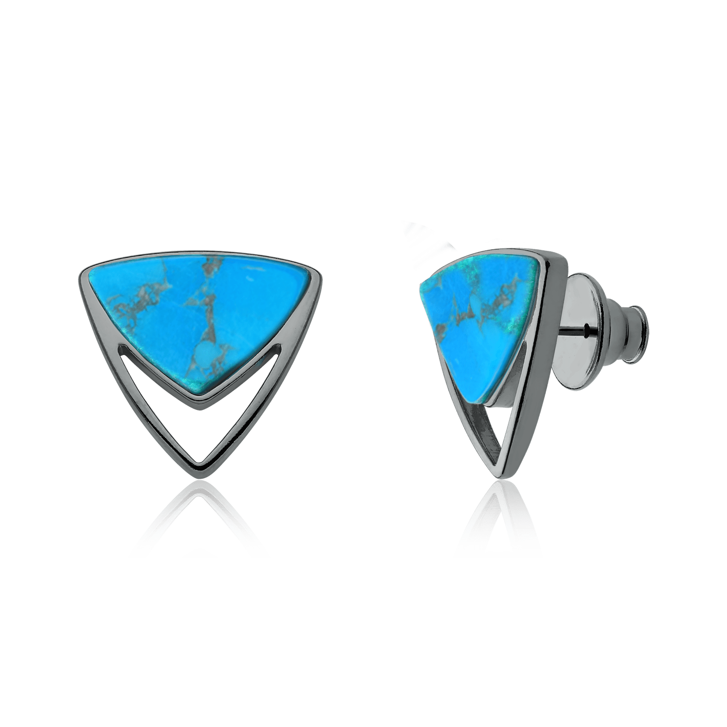 Brinco Equilíbrio - Howlita Turquesa — Ródio Negro | Aimer Joias | brinco semijoia feminina pedra natural