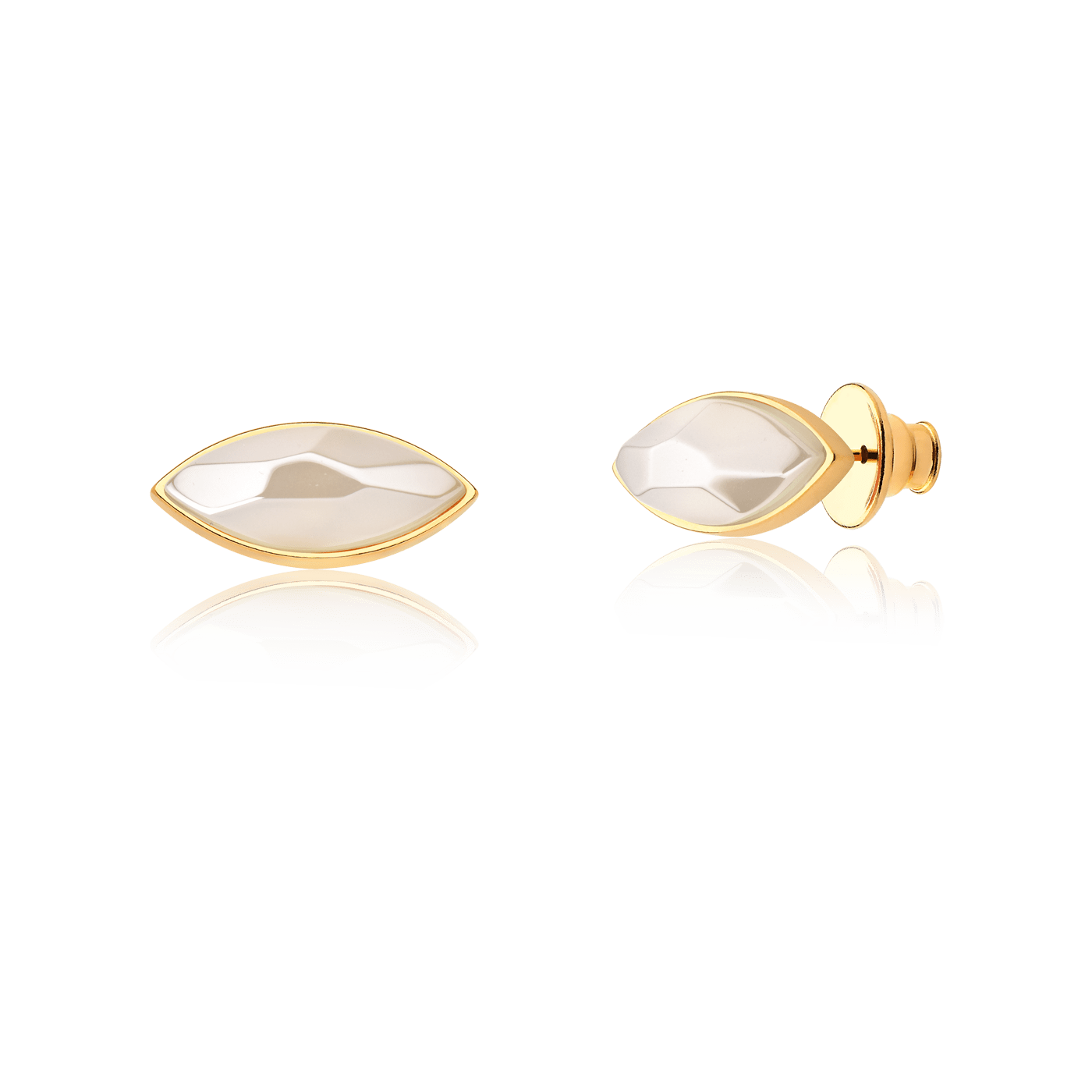 Brinco Pétala - Ágata Branca — Ouro 18K | Aimer Joias | semijoia feminina pedra natural