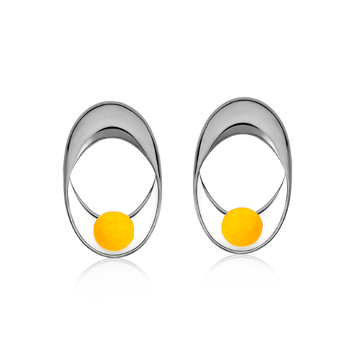 Brinco Sinergia - Esmaltado Branco/Amarelo Semijoias de luxo e design exclusivo
