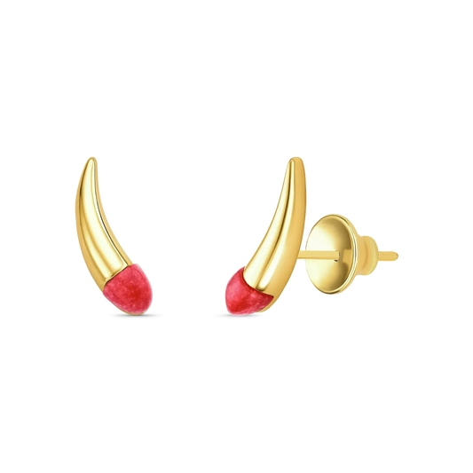 Brinco Momento com Feldspato Vermelho banhado a ouro 18k – semijoia feminina contemporânea com pedra natural – Coleção Caminhos Aimer Joias