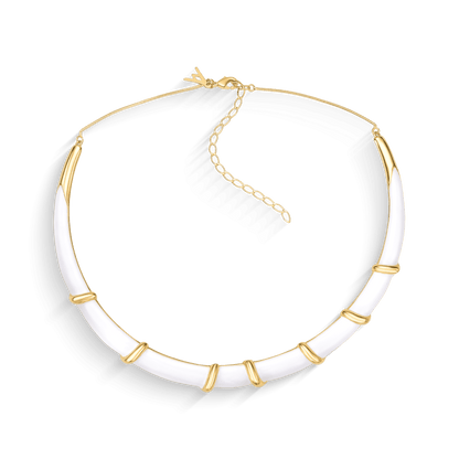 Choker Macramê com esmaltação branca em banho ouro 18k | Coleção Macramê Aimer Joias