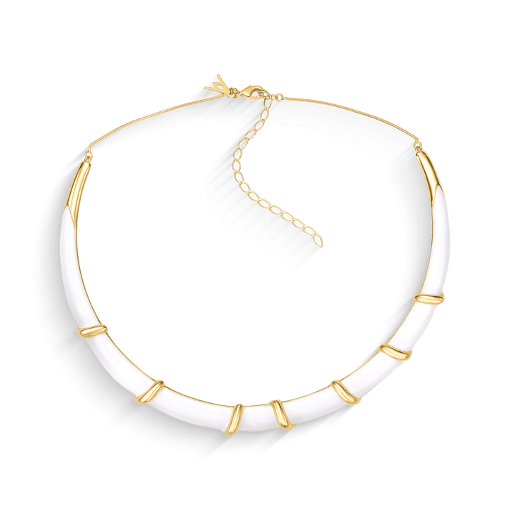Choker Macramê com esmaltação branca em banho ouro 18k | Coleção Macramê Aimer Joias