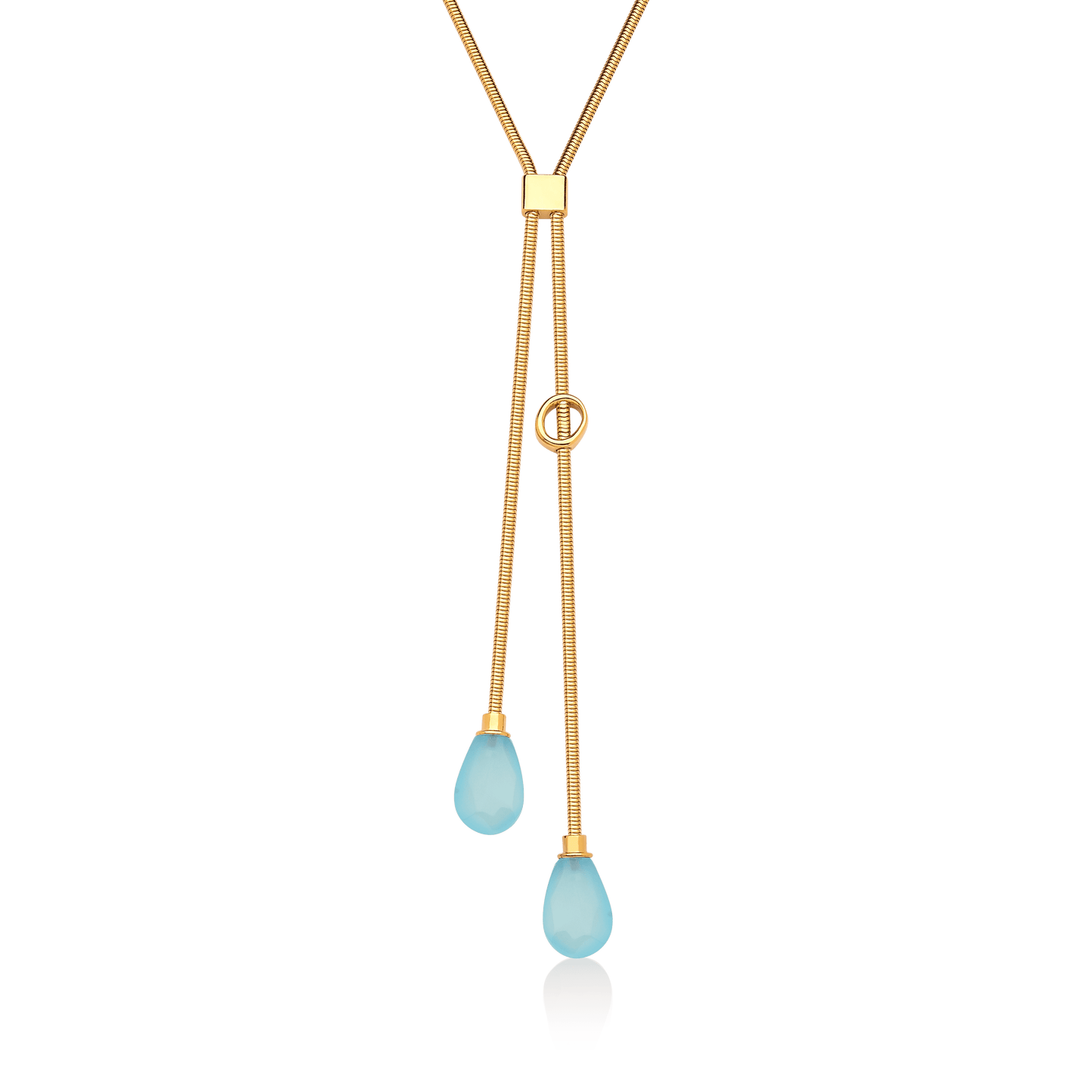 Colar Axel - Ágata Azul Céu — Ouro 18K | Aimer Joias | semijoia feminina pedra natural