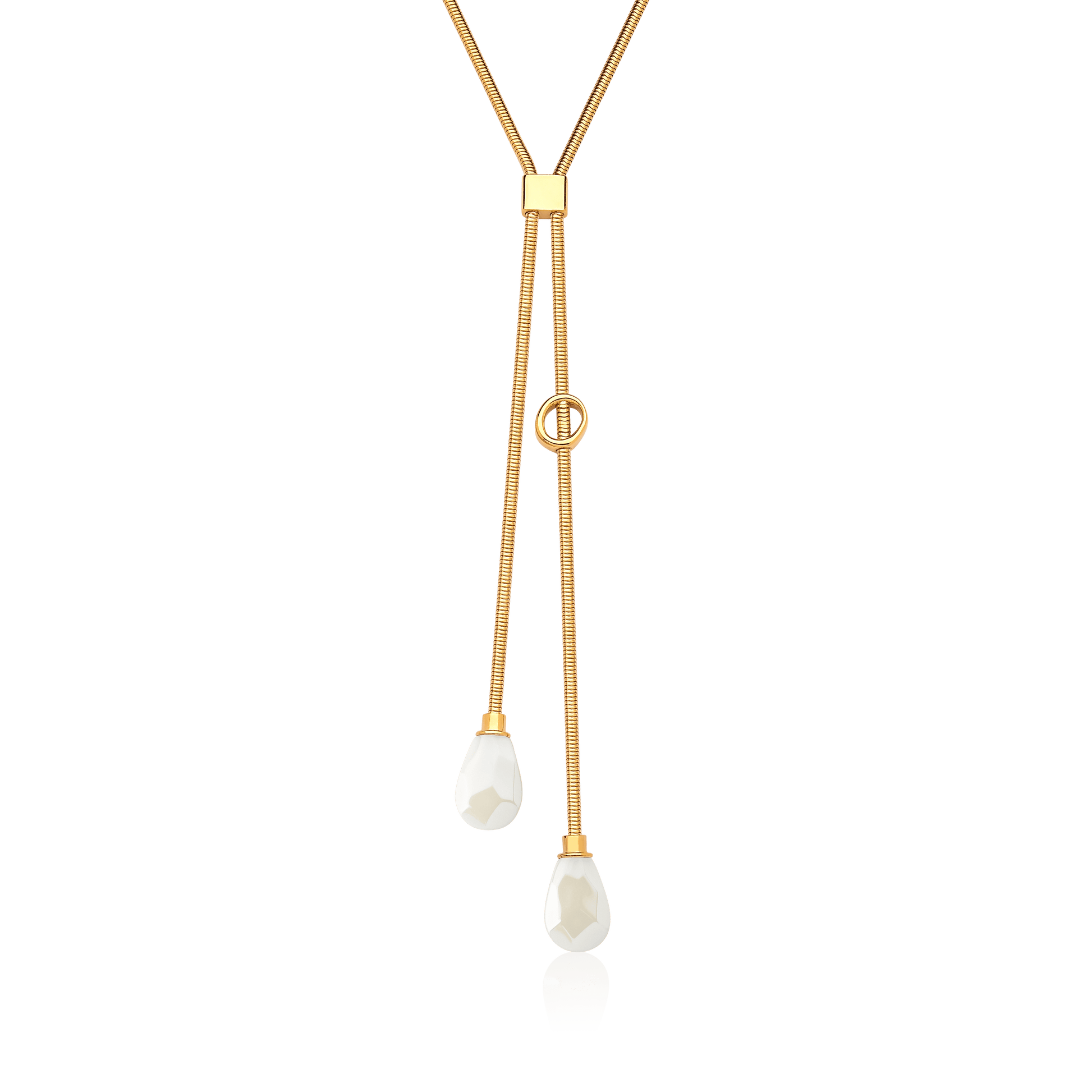 Colar Axel - Porcelana — Ouro 18K | Aimer Joias | semijoia feminina pedra natural