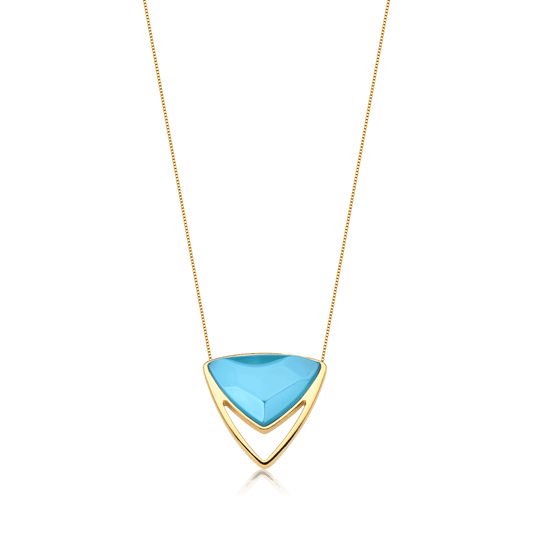 Colar Equilíbrio - Ágata Azul Céu Semijoias de luxo e design exclusivo