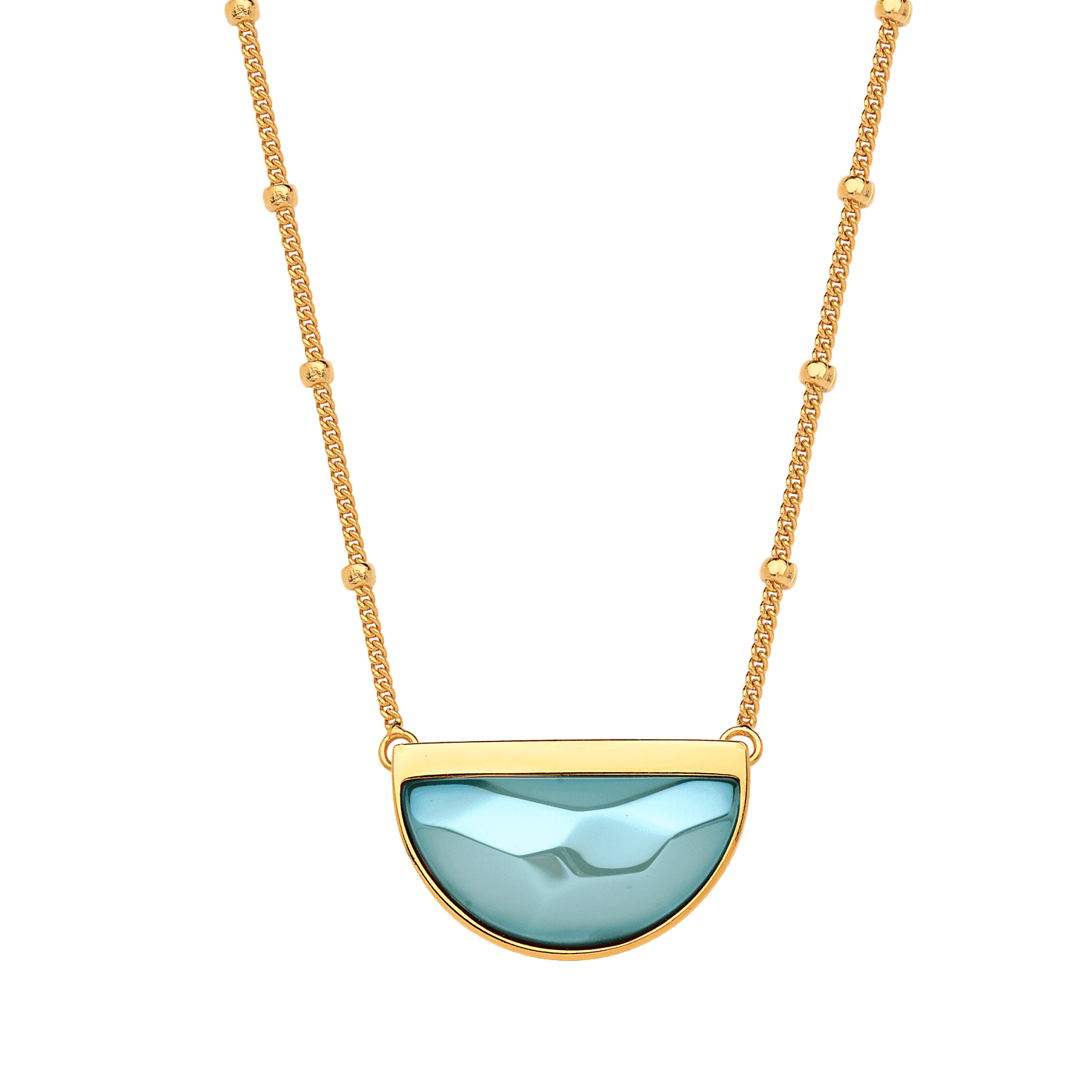 Colar Escudo - Ágata Azul Céu — Ouro 18K | Aimer Joias | semijoia feminina pedra natural