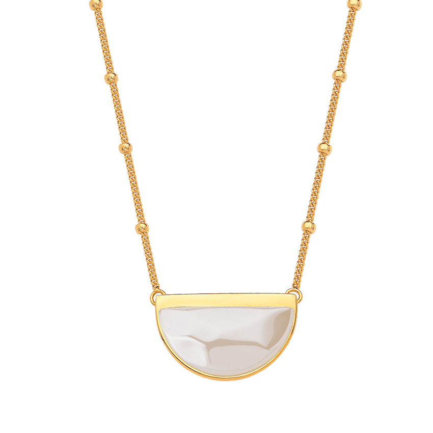 Colar Escudo - Ágata Branca — Ouro 18K | Aimer Joias | semijoia feminina pedra natural