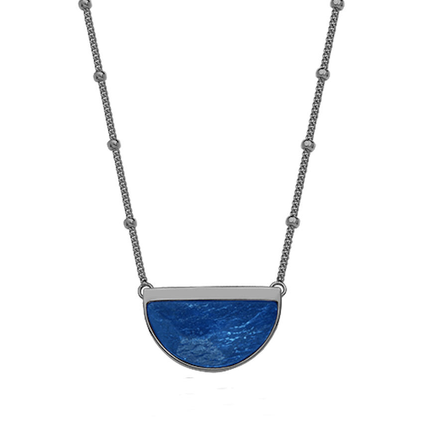 Colar Escudo - Feldspato Azul Anil — Ródio Negro | Aimer Joias | semijoia feminina pedra natural