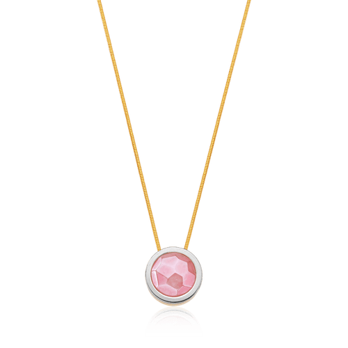 Colar Eterno com Quartzo Rosa, banhado a ouro 18k