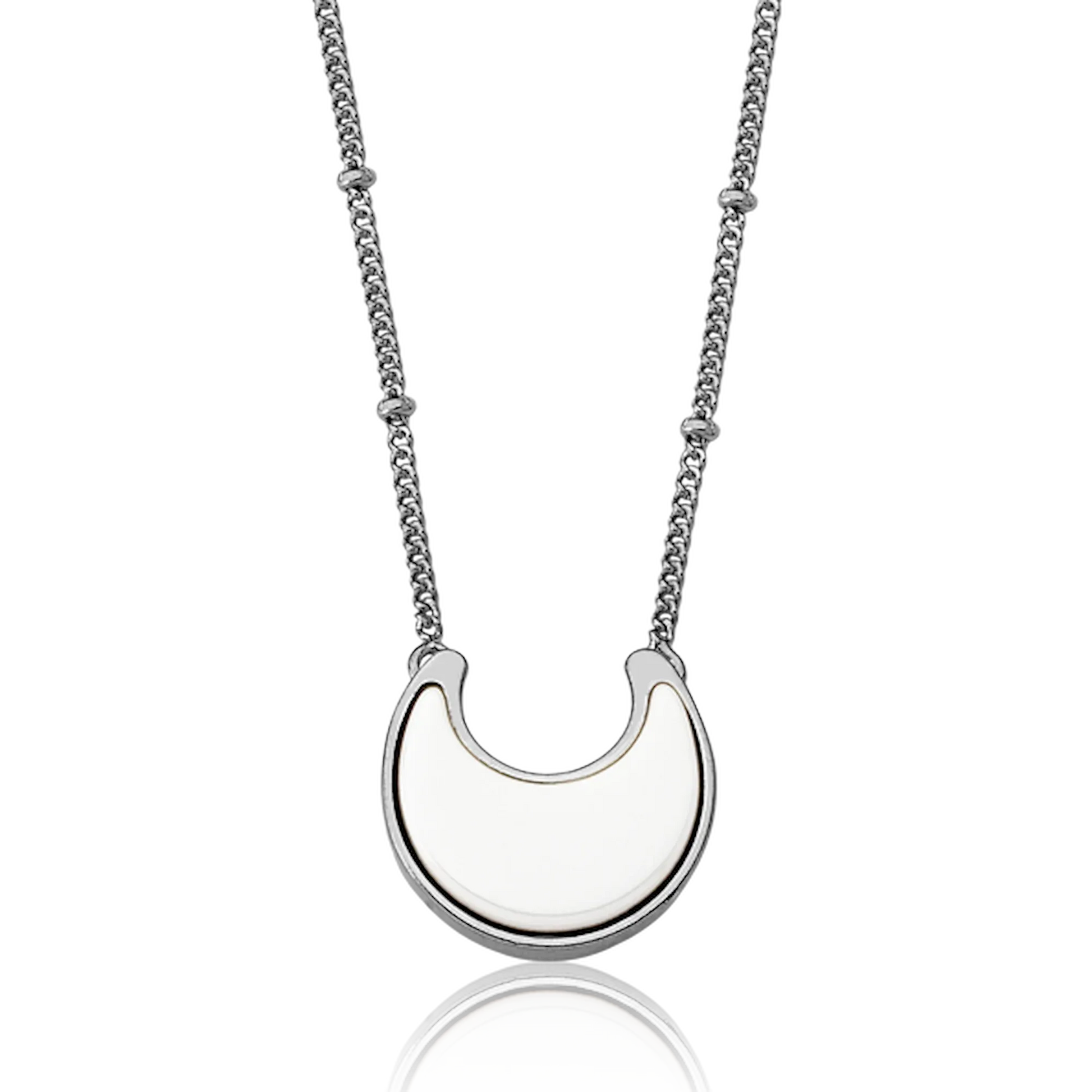 Colar Lua - Porcelana Branca — Ródio Negro | Aimer Joias | semijoia feminina pedra natural