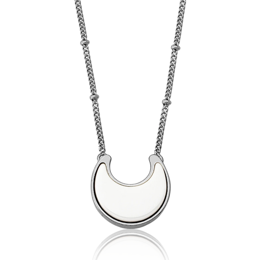 Colar Lua - Porcelana Branca — Ródio Negro | Aimer Joias | semijoia feminina pedra natural