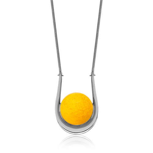 Colar Magnetismo - Esmaltado Branco/Amarelo Semijoias de luxo e design exclusivo