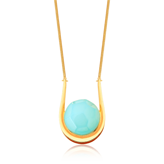 Colar Magnetismo - Esmaltado Laranja/Azul Céu Semijoias de luxo e design exclusivo