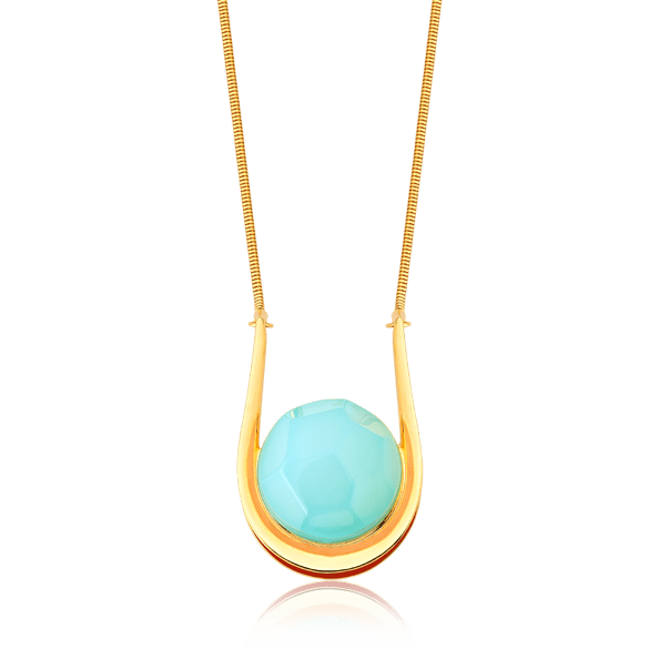 Colar Magnetismo - Esmaltado Laranja/Azul Céu Semijoias de luxo e design exclusivo