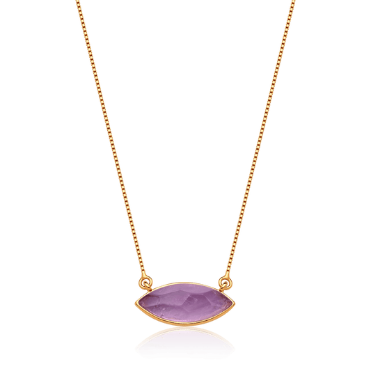 Colar Pétala - Ametista — Ouro 18K | Aimer Joias | semijoia feminina pedra natural