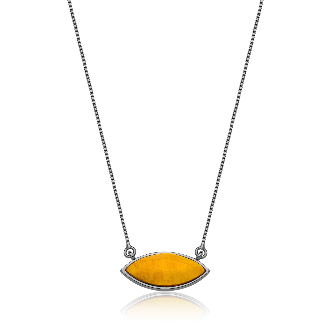 Colar Pétala - Feldspato Amarelo — Ródio Negro | Aimer Joias | semijoia feminina pedra natural