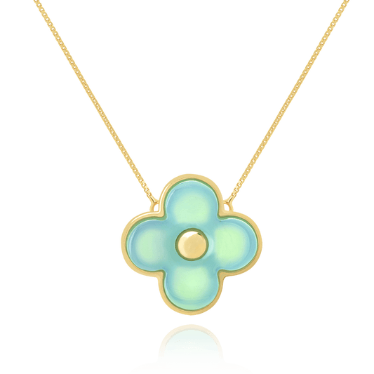 Colar Radiante - Ágata Azul Céu Semijoias de luxo e design exclusivo