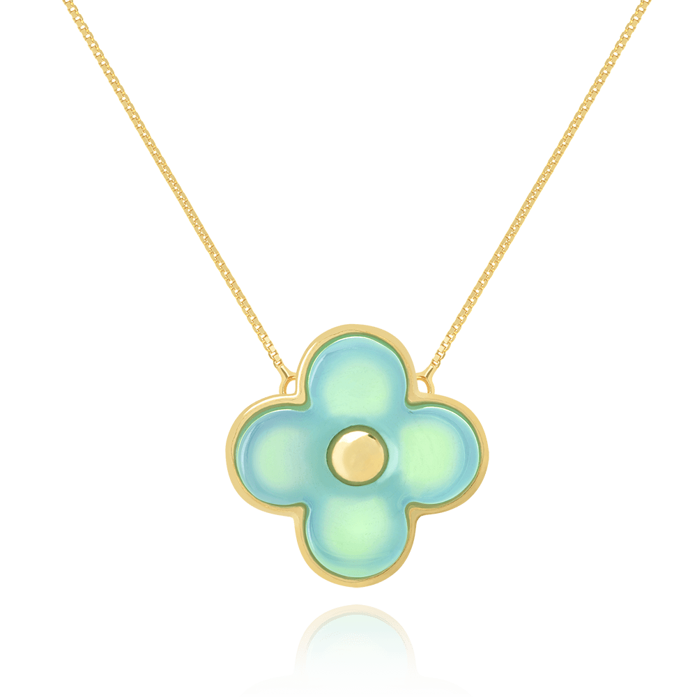 Colar Radiante - Ágata Azul Céu Semijoias de luxo e design exclusivo