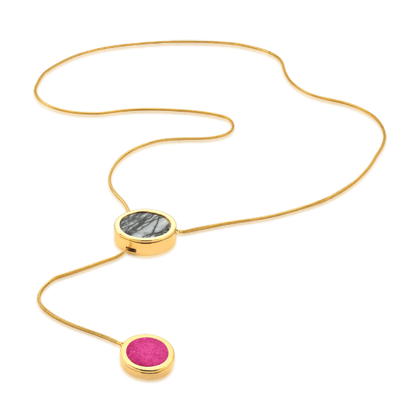 Colar Solene - Jaspe Net e Feldspato Rosa Pink Semijoias de luxo e design exclusivo