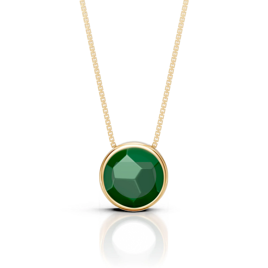 Colar Classic - Ágata Verde — Ouro 18K | Aimer Joias | semijoia feminina pedra natural