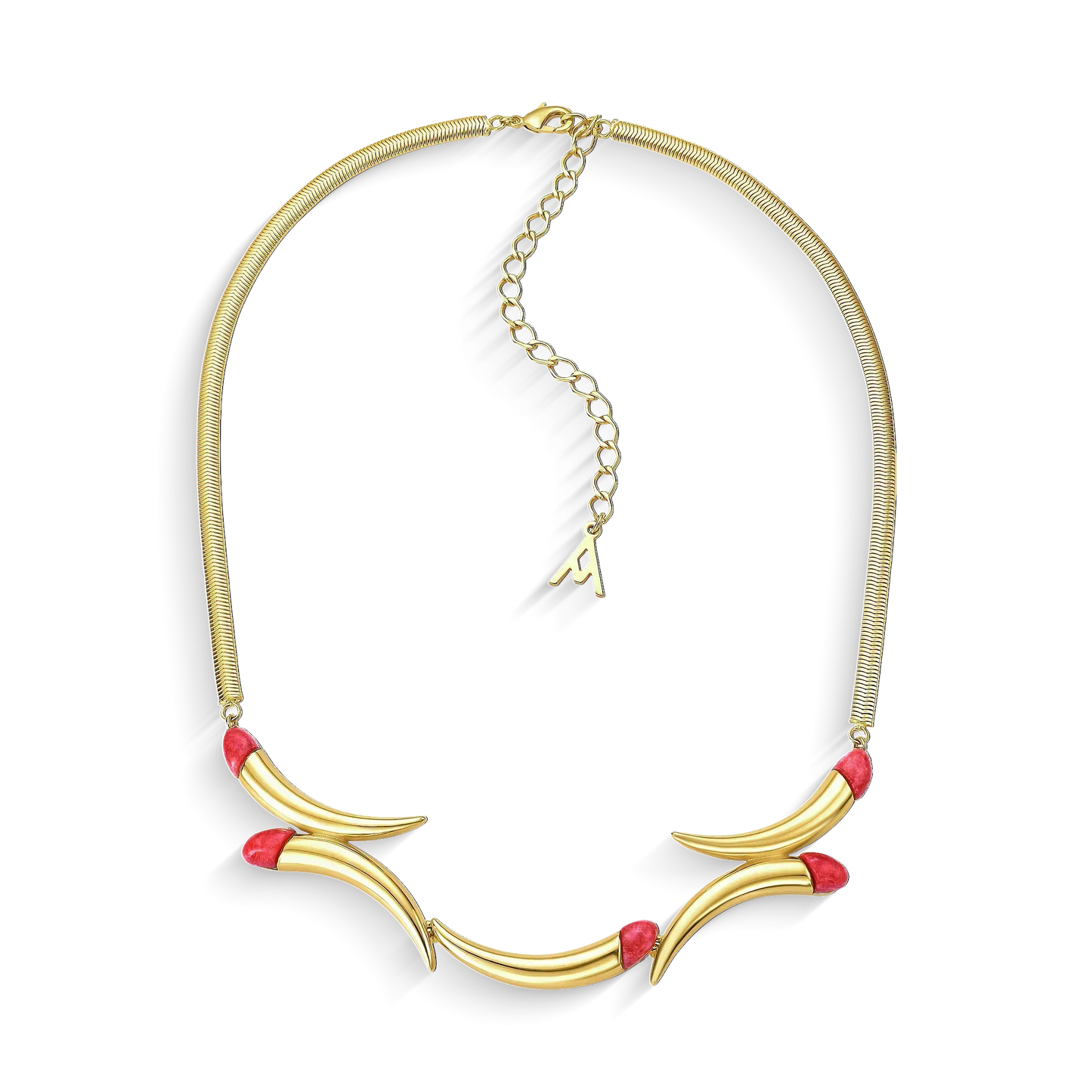 O Colar Caminhos com Feldspato Vermelho em Banho de Ouro 18K é uma joia de luxo que confere energia e paixão, unindo a força da pedra ao brilho imponente do ouro.