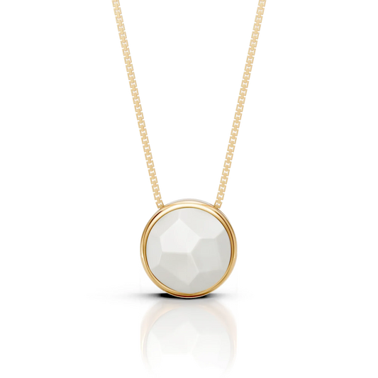 Colar Classic - Ágata Branca — Ouro 18K | Aimer Joias | semijoia feminina pedra natural