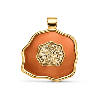 Pingente Ixchel com Ágata Vermelha e Drusa Ouro em banho ouro 18k | Aimer Joias