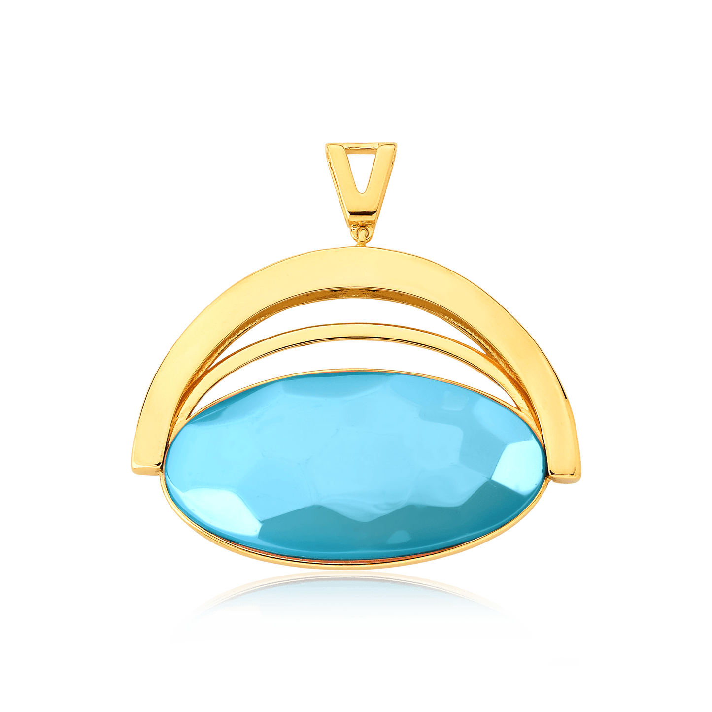 Pingente Ópera - Ágata Azul Céu — Ouro 18K | Aimer Joias | semijoia feminina pedra natural