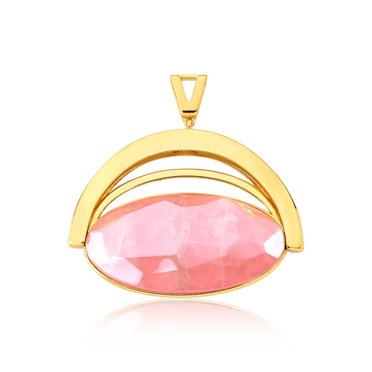 Pingente Ópera - Quartzo Rosa — Ródio Negro | Aimer Joias | semijoia feminina pedra natural