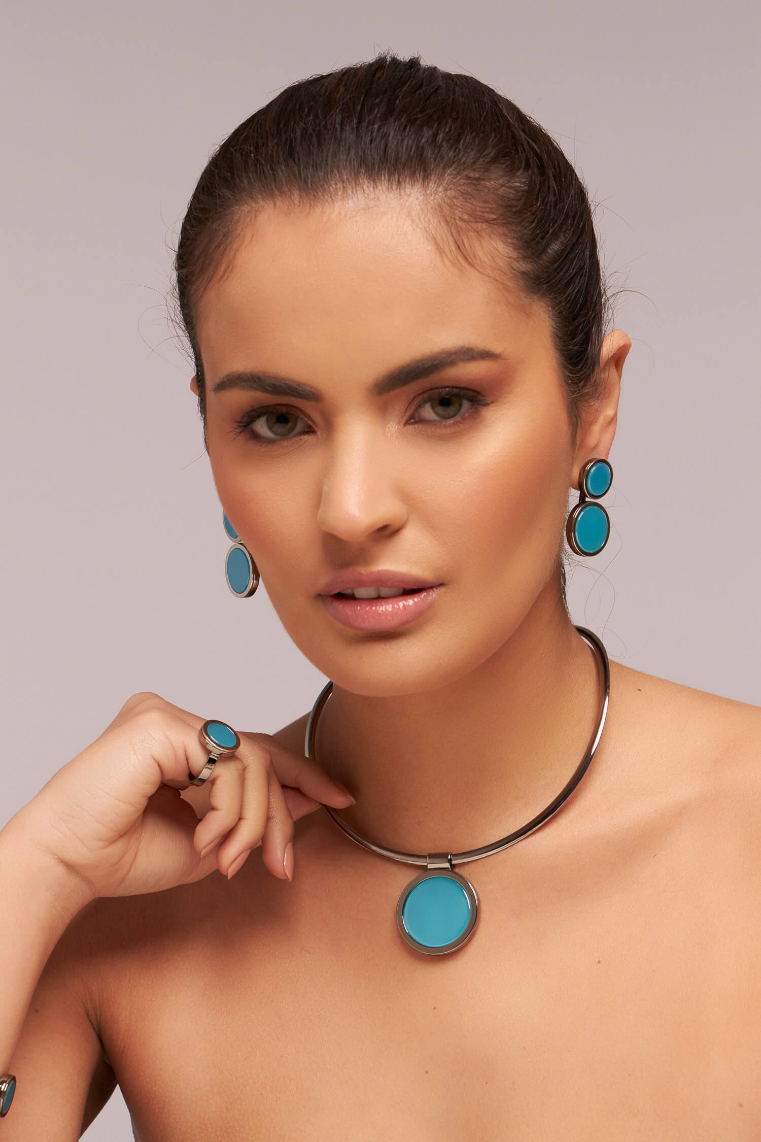 Pingente Singular - Ágata Azul Céu Semijoias de luxo e design exclusivo
