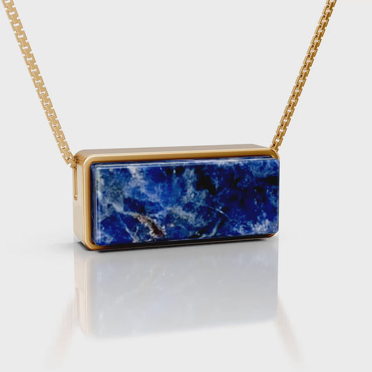 Colar Estrutura - Sodalita | Semijoia Banhada a Ouro 18K