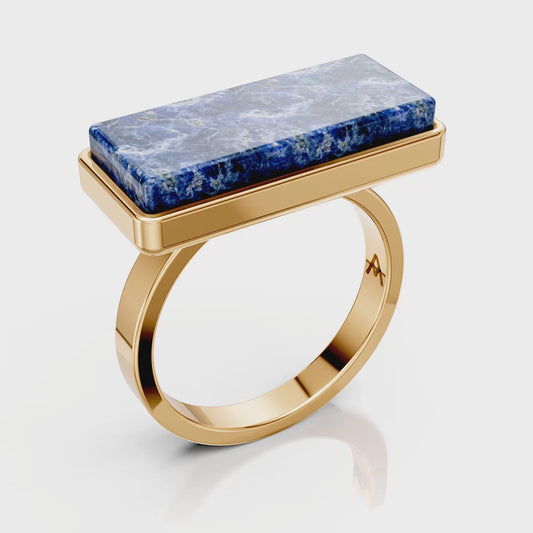 Anel Estrutura - Sodalita | Semijoia Banhada a Ouro 18K