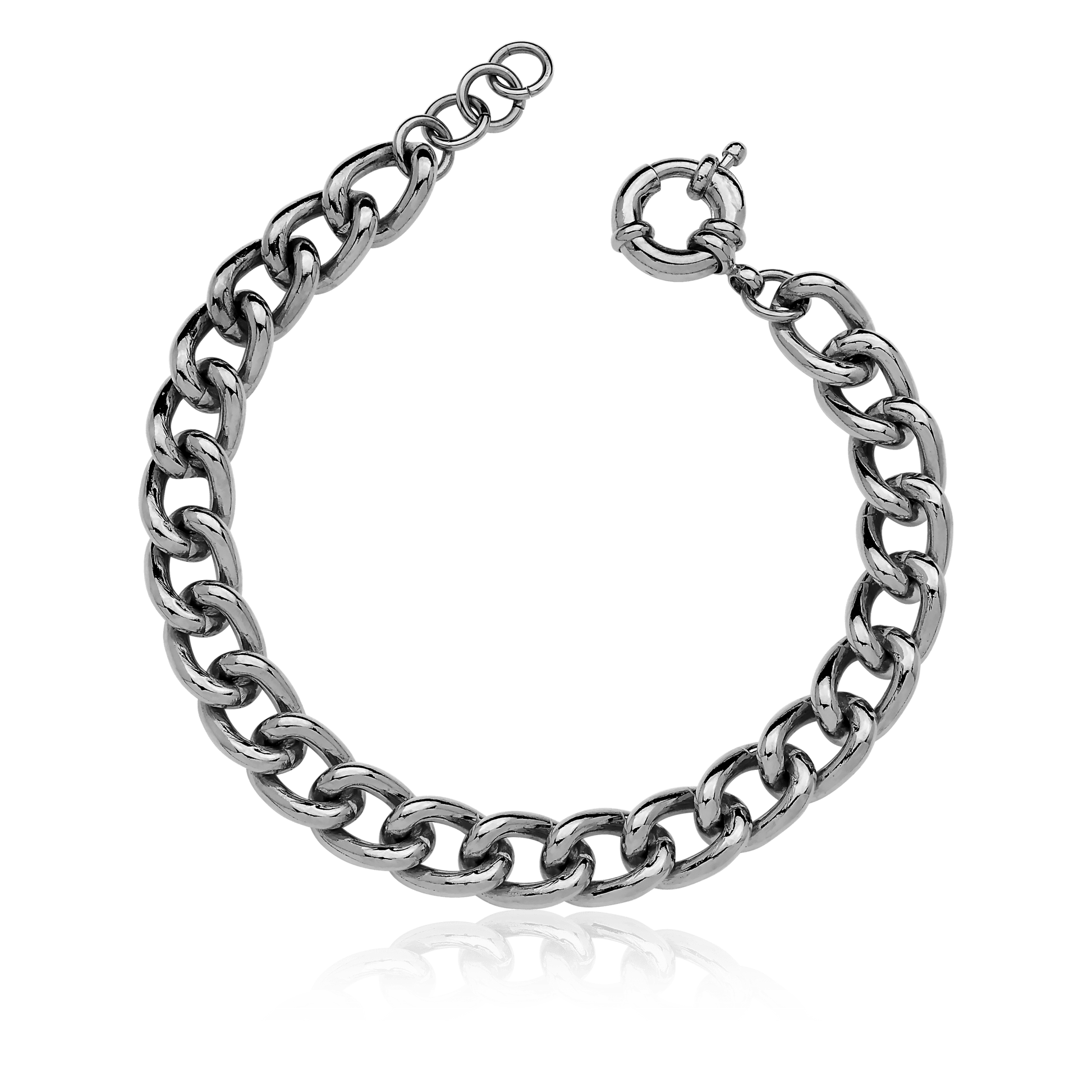 Pulseira Corrente Grumet Banhado a Ródio Semijoias de luxo e design exclusivo