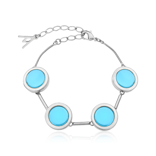 Pulseira Magnífica - Ágata Azul Céu Semijoias de luxo e design exclusivo
